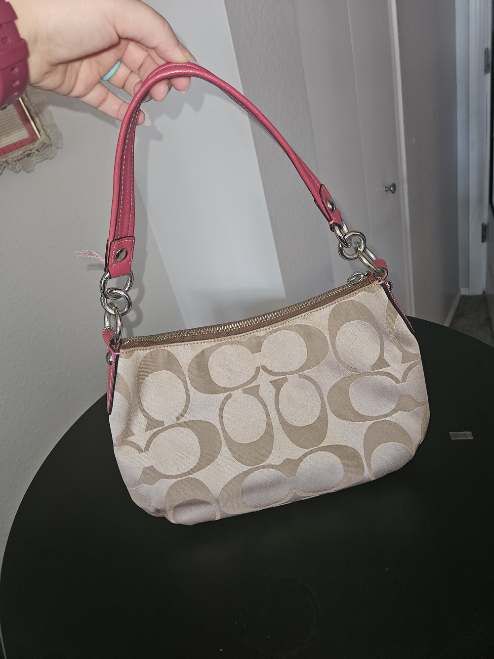 Coach Poppy Signature Sateen Groovy Hot Pink Trim Shoulder Bag Y2K - Picture 5 of 16